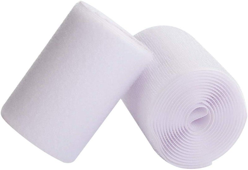 IHKFILAN 4'' Width x 3Meters Length White Sew On Hook and Loop Tape Fastening Nylon Fabric Tape (White, 4 Inch x 3 Meters) - Image 2